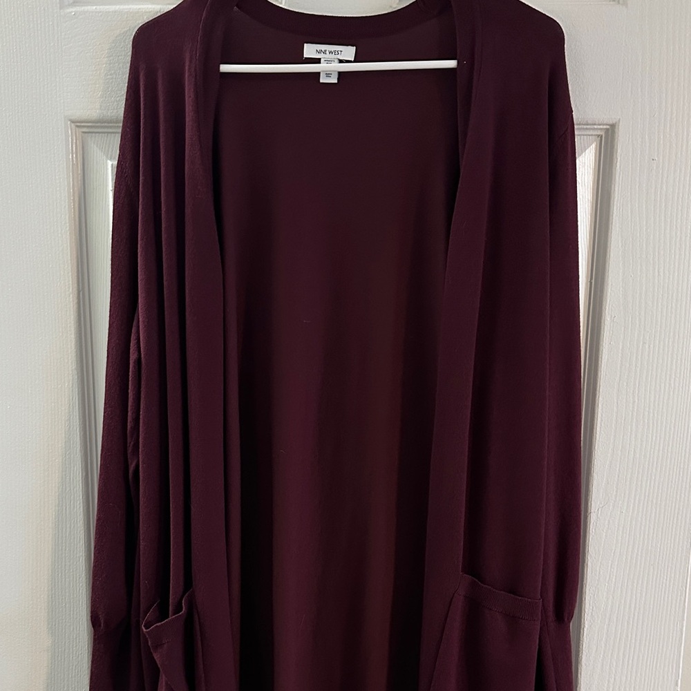 Nine West Deep Burgundy Open Cardigan